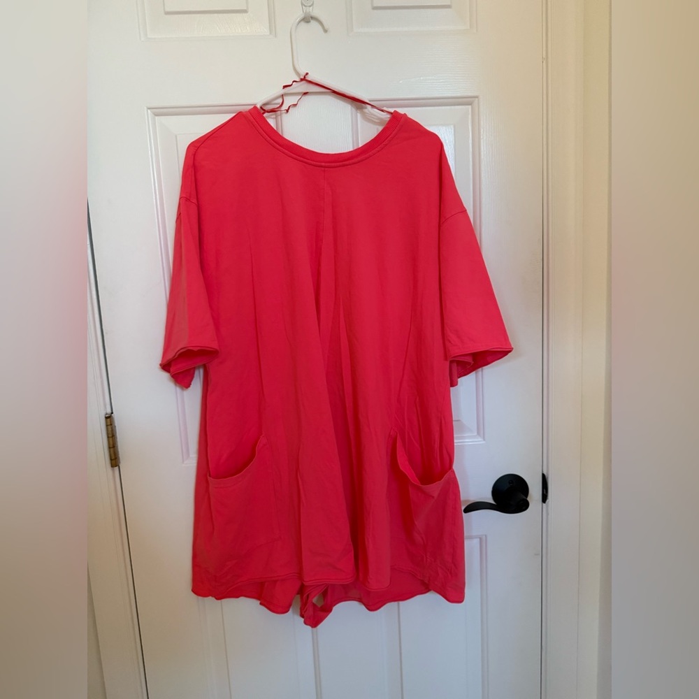 FP Movement by Free People Hot Shot Tee Romper - Bright Pink